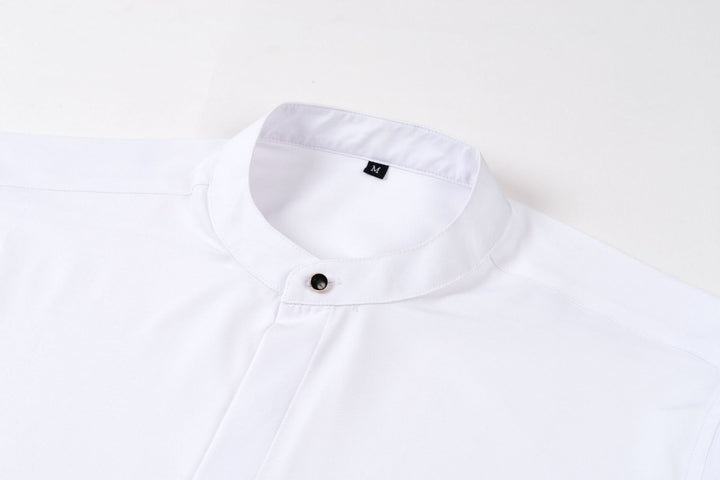 Men's Mandarin Collar Long Sleeve Shirt – Button Front Retro Casual