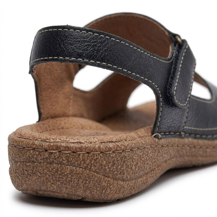 Women's Flat Sandals – Open-Toe Cutout Strap Slip-On Mule