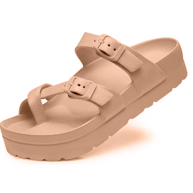 Women's Platform Sandals – Dual Buckle & Arch Support
