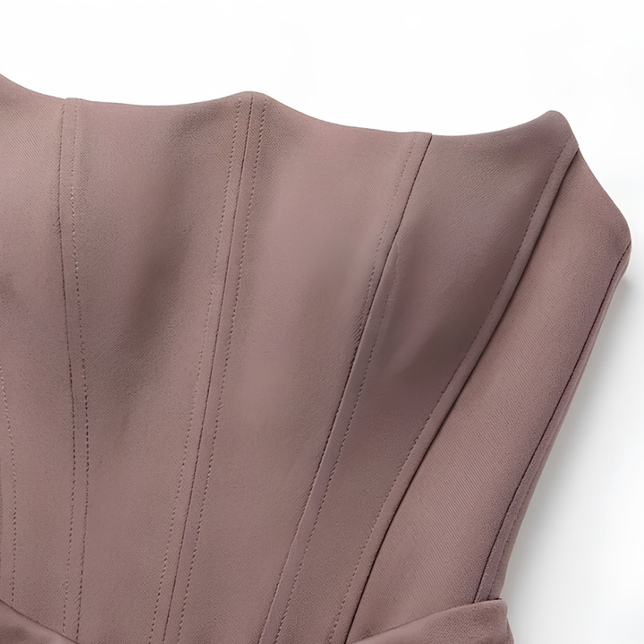 Maxi Bodycon Dress Strapless Bustier – Strategic Ruching Ankle Gown