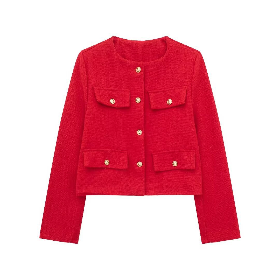 Women's Cropped Bomber Jacket Button Front – Structured Layering Style