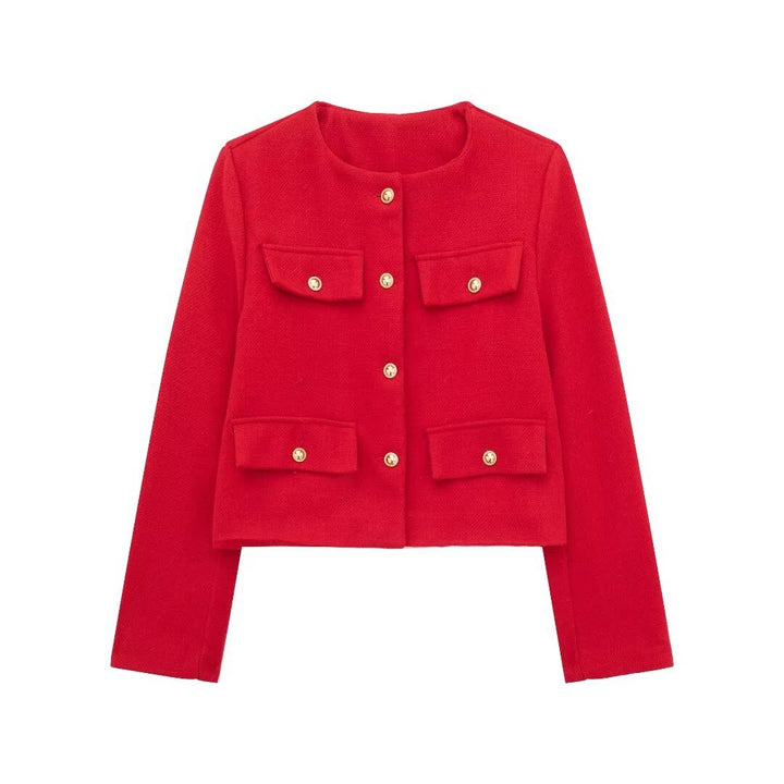 Women's Cropped Bomber Jacket Button Front – Structured Layering Style