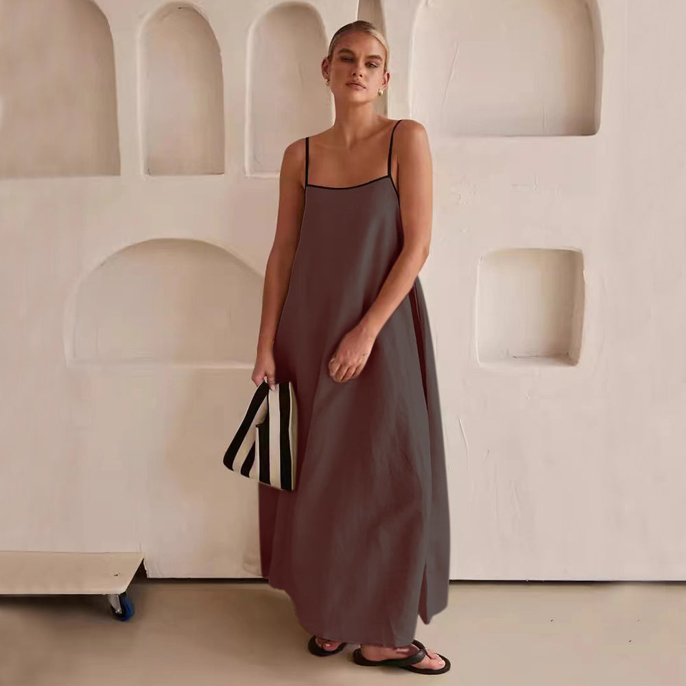 Women's Spaghetti Strap Maxi Dress Flowing – Minimal Wedding Guest