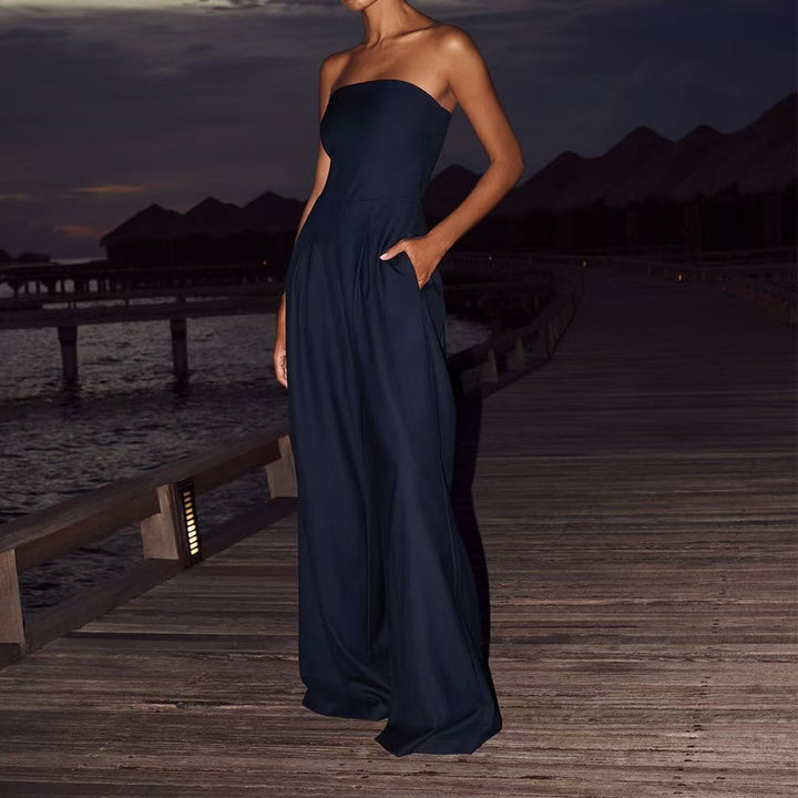 Women's Strapless Wide-Leg Jumpsuit Backless – Tube Top Loose Overall