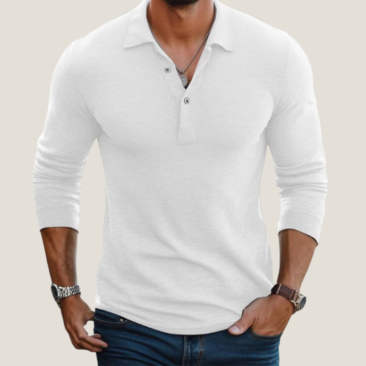 Men's Long Sleeve Polo – Lapel Collar & Button Placket
