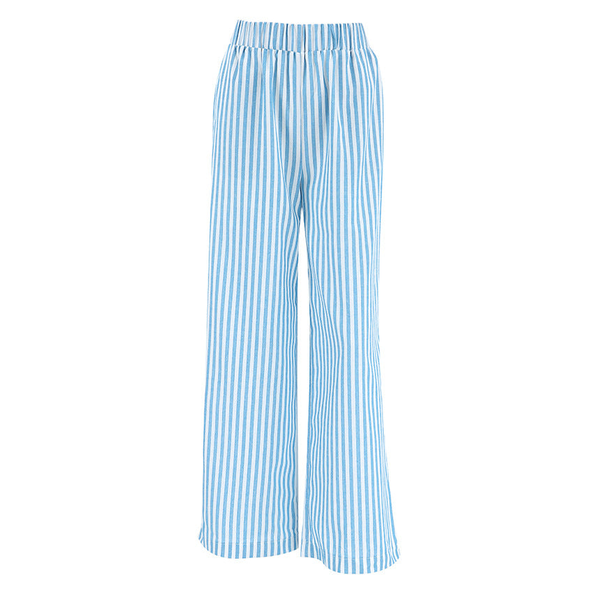 Women's Linen Look High-Waist Trousers Straight Leg – Pockets