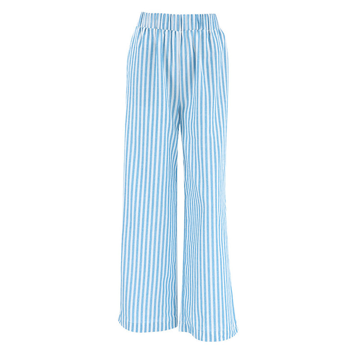 Women's Linen Look High-Waist Trousers Straight Leg – Pockets