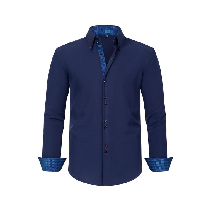 Men's Long Sleeve Dress Shirt Polka Dot – Contrast Collar Cuffs