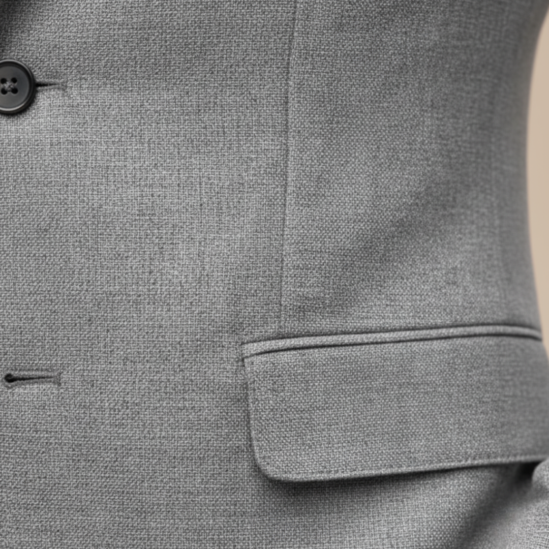 Men's Slim-Fit Structured Woven Blazer – Single Button Front Pockets