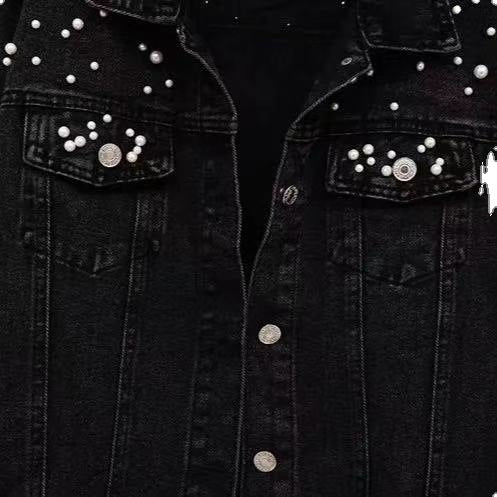 Rhinestone Embellished Women's Denim Jacket – Rivet Detail