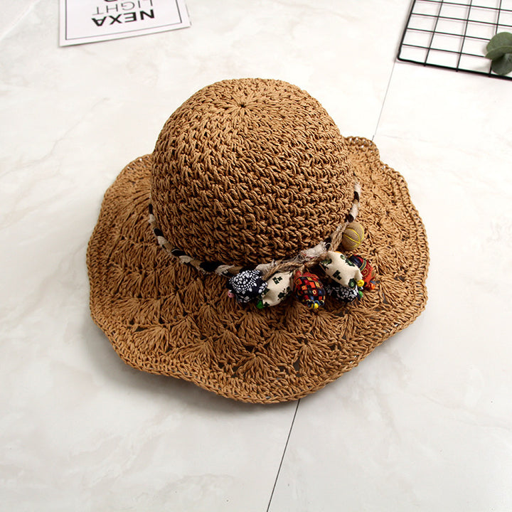 Crochet Straw Sun Hat – Scalloped Hollow Brim for Women