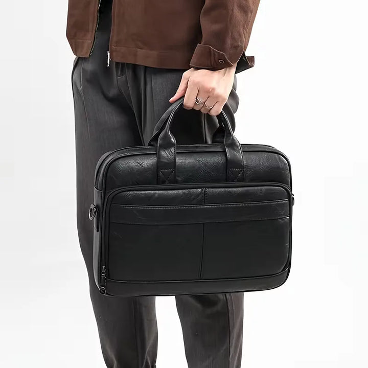 Men's Leather Laptop Bag – Cowhide, Adjustable Shoulder Strap