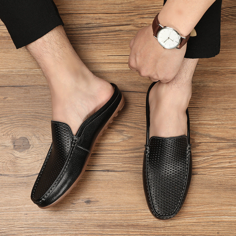 Men's Vegan Leather Slip-On Mule Loafer | Open Back Flat Shoe