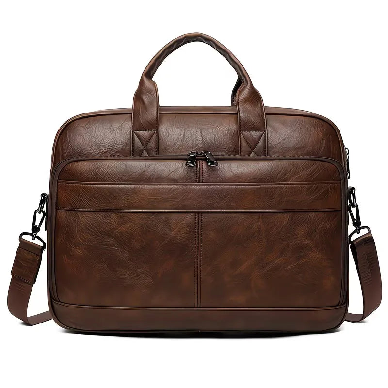 Men's Leather Laptop Bag – Cowhide, Adjustable Shoulder Strap