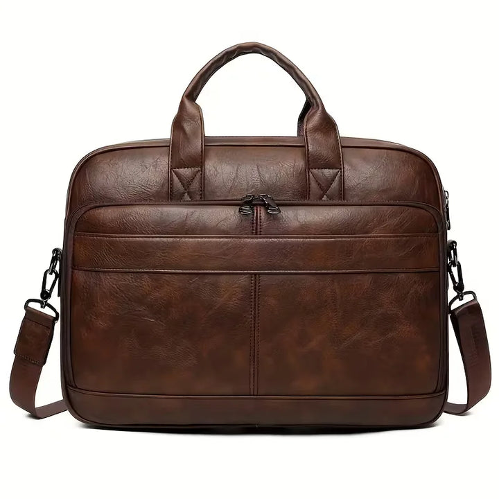 Men's Leather Laptop Bag – Cowhide, Adjustable Shoulder Strap