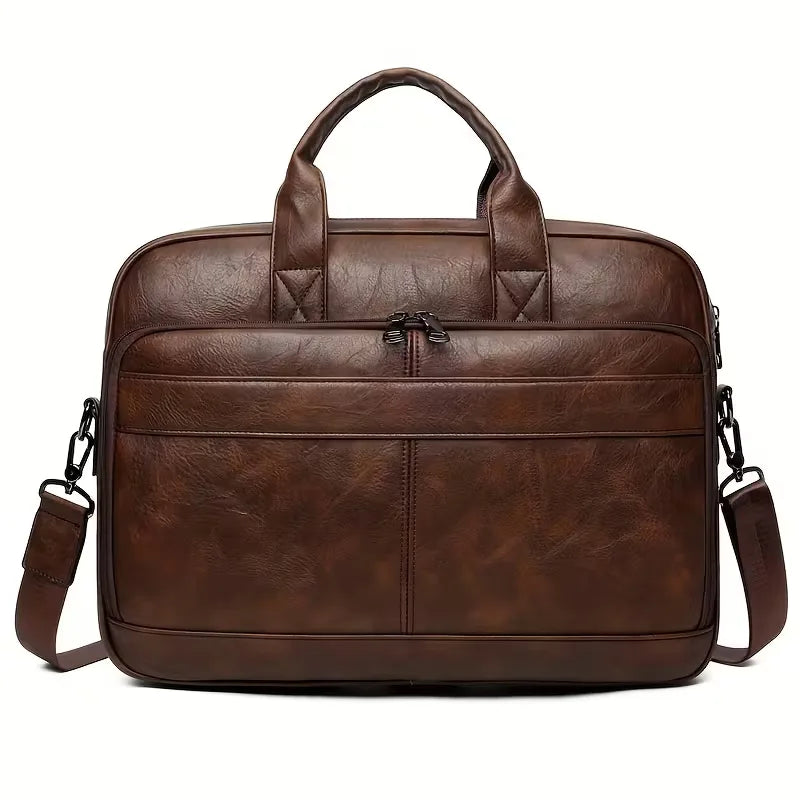 Men's Leather Laptop Bag – Cowhide, Adjustable Shoulder Strap