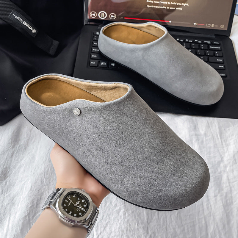 Men's Slip-On Mules – Suede Closed Toe Flat Casual Shoes