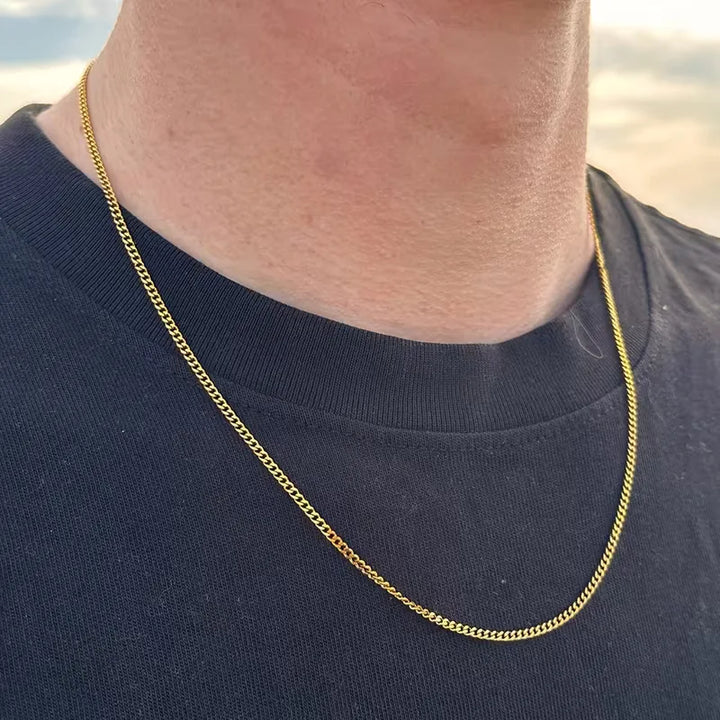Men's Chain Necklace – Slim Minimalist Metal Link Design