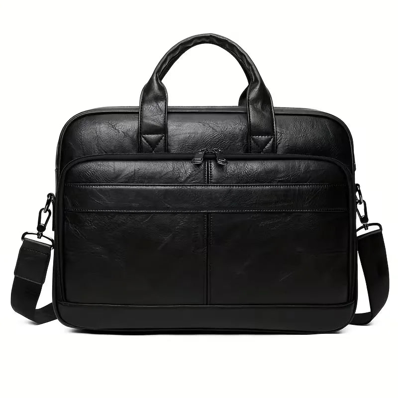 Men's Leather Laptop Bag – Cowhide, Adjustable Shoulder Strap