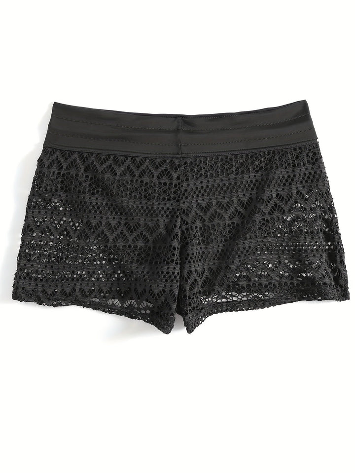 Women's Crochet Shorts – High-Waist Drawstring Openwork Fit