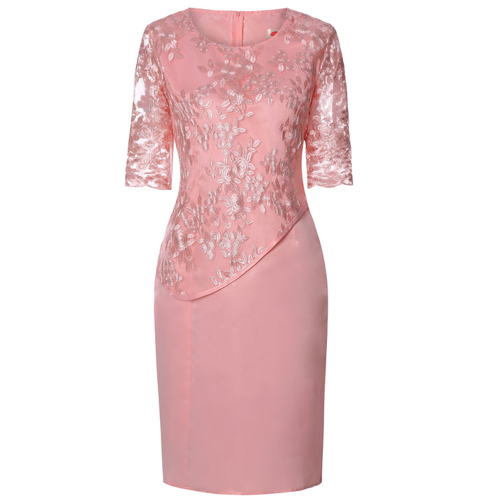 Women's Midi Dress | Lace Faux Two-Piece Relaxed Fit