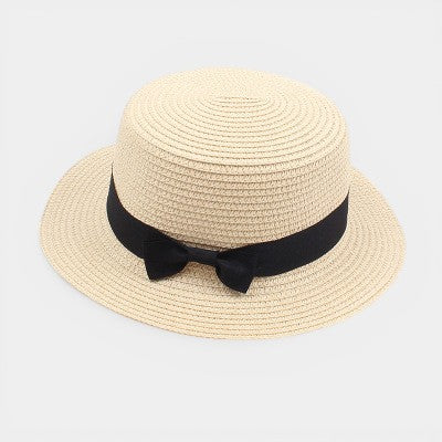 Straw Boater Hat – Women's Structured Ribbon Sun Hat