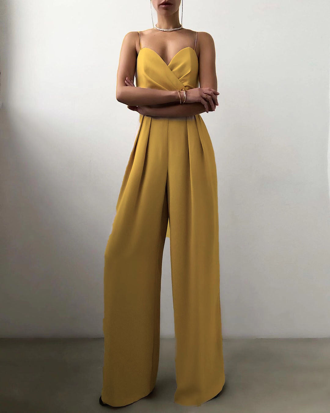 Wide-Leg Jumpsuit Women – High Waist & Sweetheart Neckline