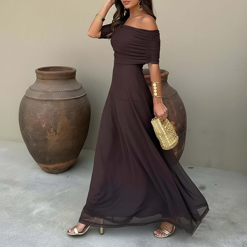 Women's Maxi Dress – A-Line Sleeveless Flowy Zip-Up Fit