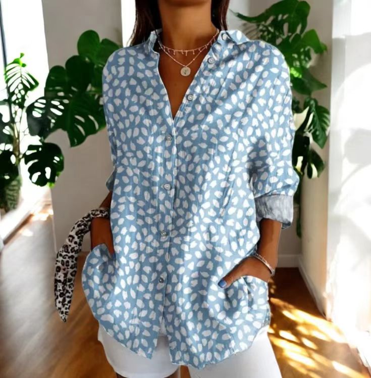 Floral Print Blouse – Women's Long Sleeve Button-Front Top