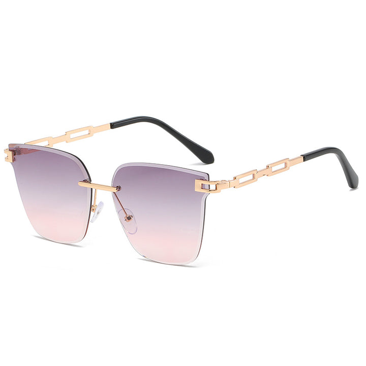 Rimless Frameless Metal Sunglasses – Hollow Gradient Lens Women