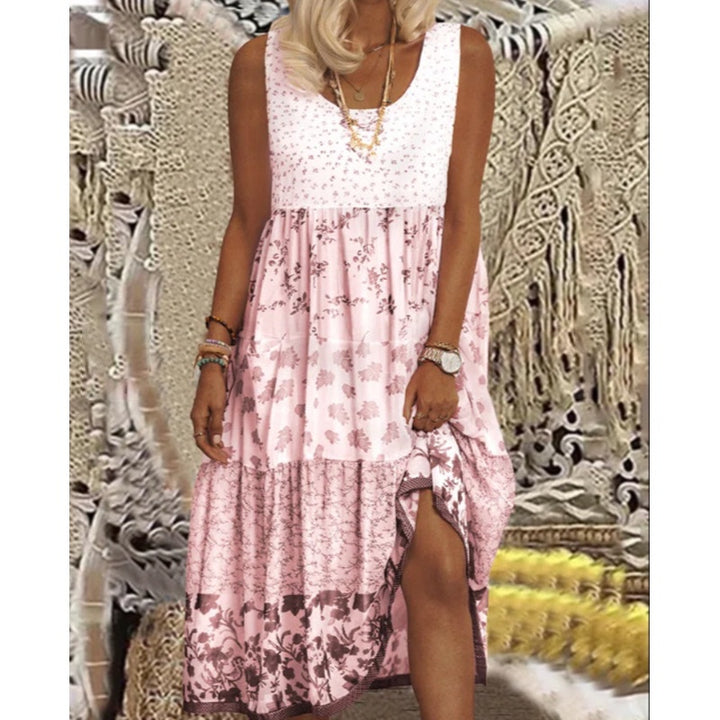 Women's Printed Maxi Dress – Sleeveless Flowy Hawaiian Style