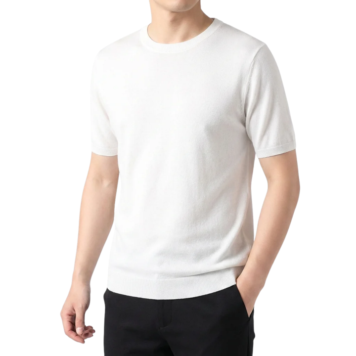 Men's Crew Neck T-Shirt Fine Knit – Relaxed Straight Cut Everyday Tee