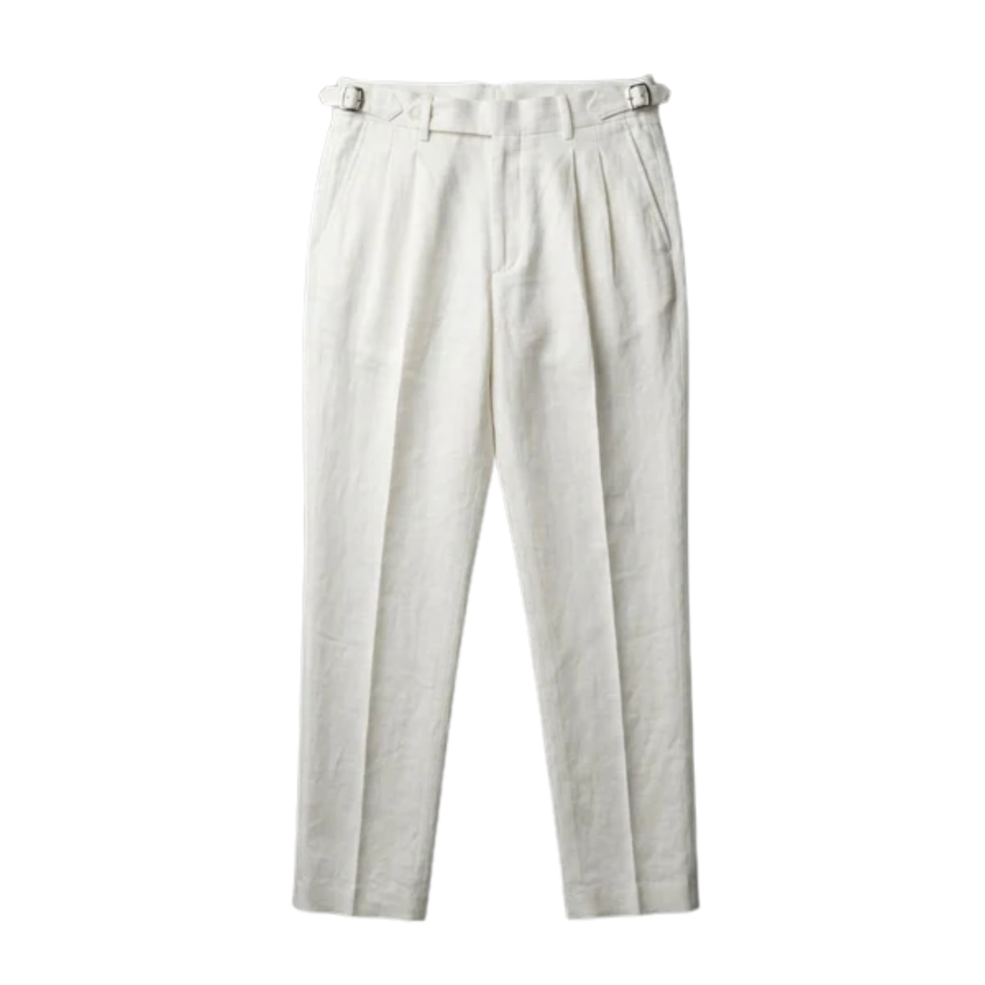 Men's Linen Dress Pants – Double Pleat Formal Fit