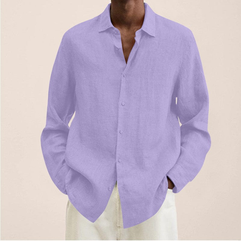 Linen Shirt Men's Relaxed Fit | Button Front Long Sleeve
