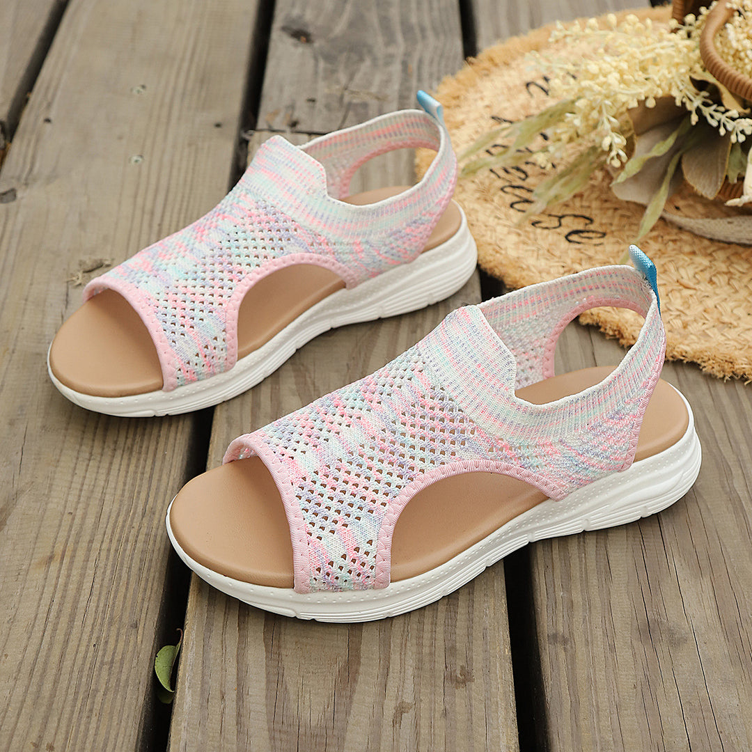 Women's Flat Sandals – Open-Toe Sporty Cushioned Comfort