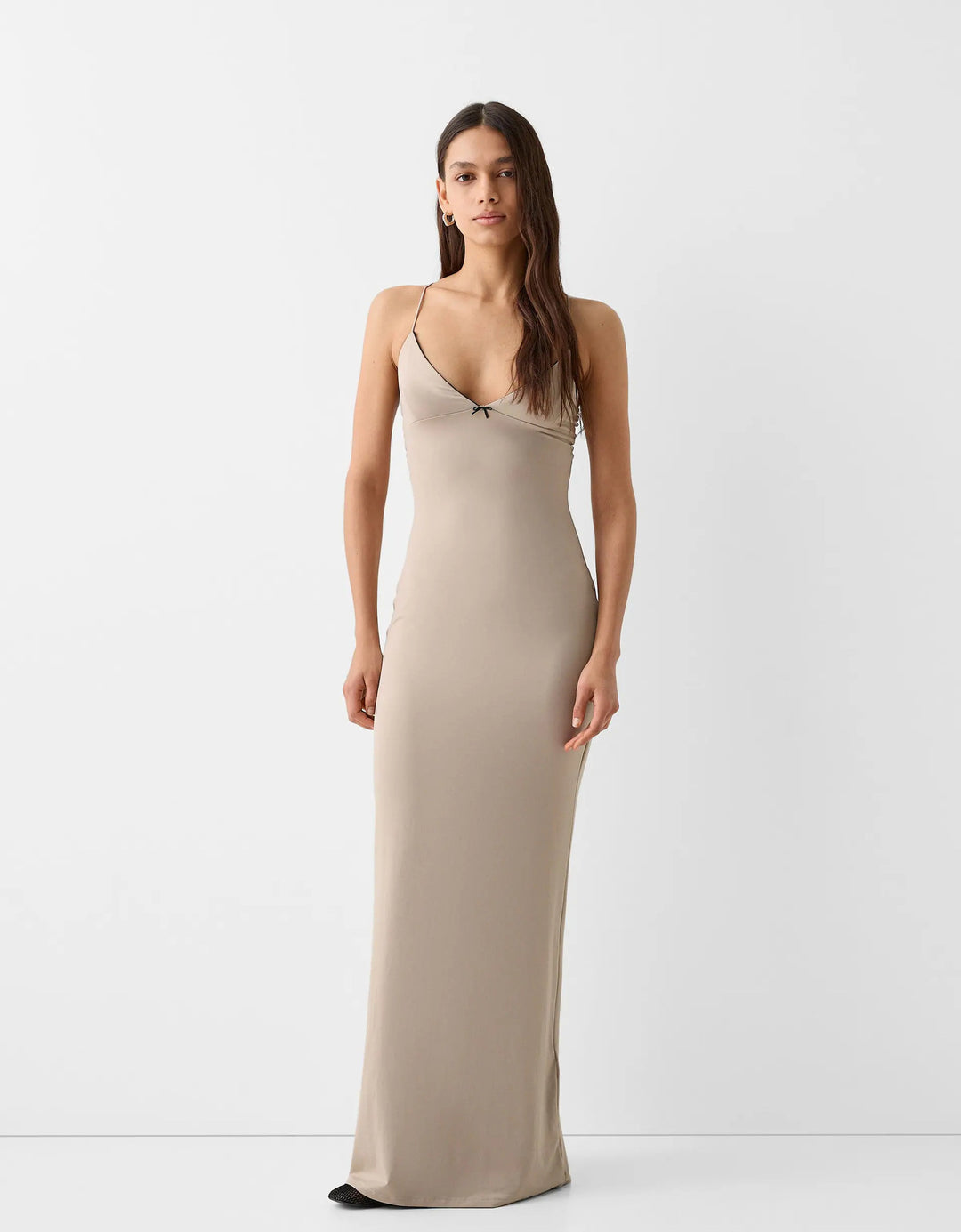 Satin Maxi Dress – Sweetheart Open Back & Crossover Straps