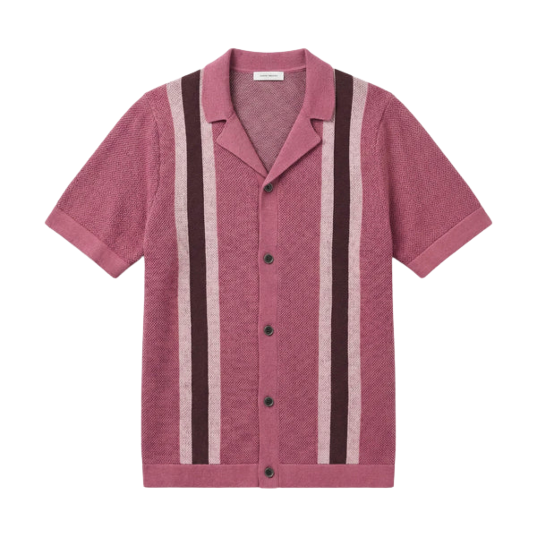 Men's Knit Polo – Vertical Stripe Vintage Coastal Design