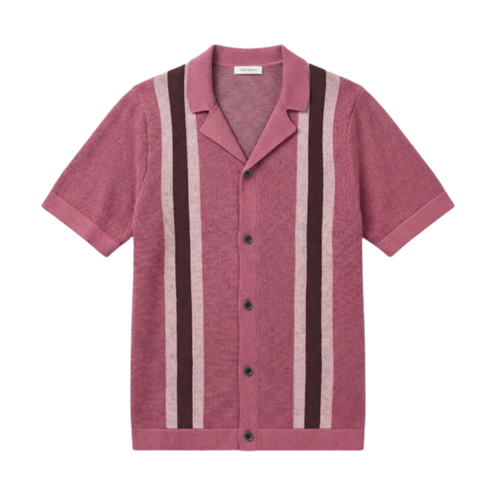 Men's Knit Polo – Vertical Stripe Vintage Coastal Design