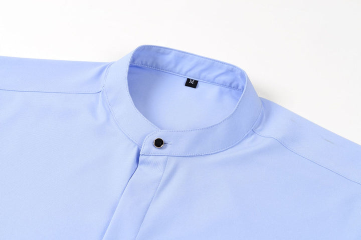 Men's Mandarin Collar Long Sleeve Shirt – Button Front Retro Casual