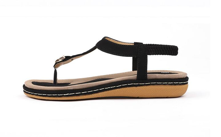 Women's Arch Support Flat Sandals Adjustable T-Strap – Massaging Footbed