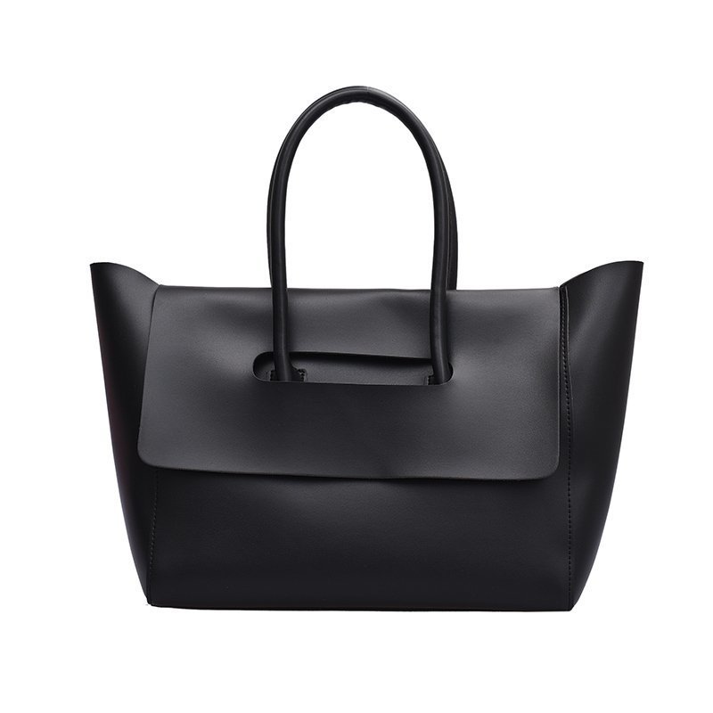 Women's Large Capacity Leather Tote Bag – Retro Handbag, Solid Color