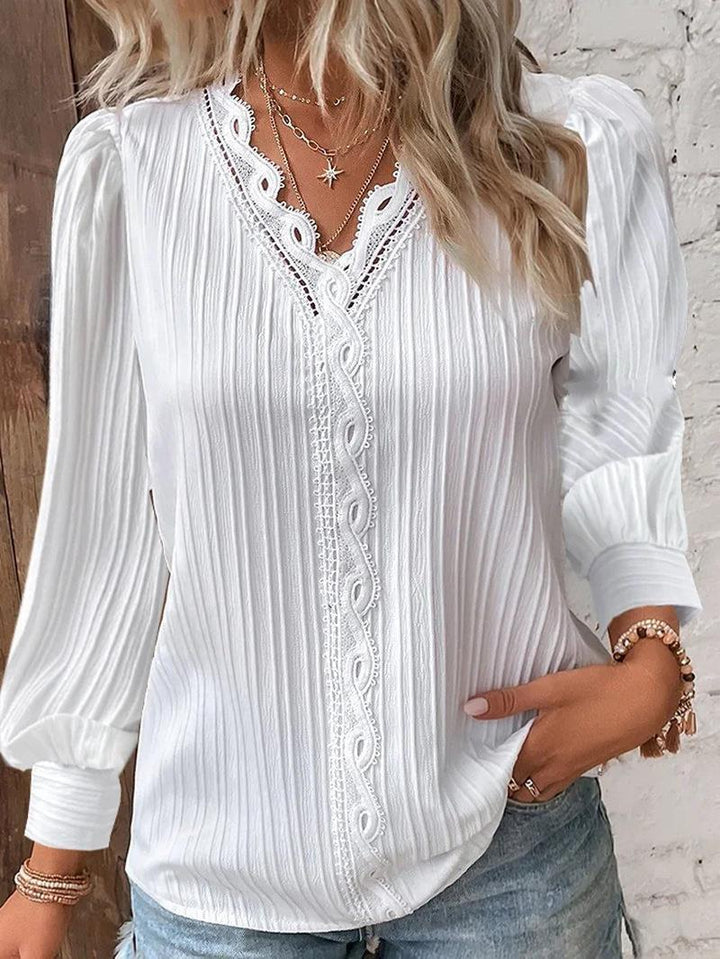 Women's Lace Blouse – Lightweight Loose Fit V-Neck Top