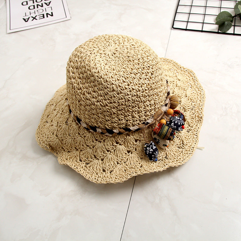 Crochet Straw Sun Hat – Scalloped Hollow Brim for Women