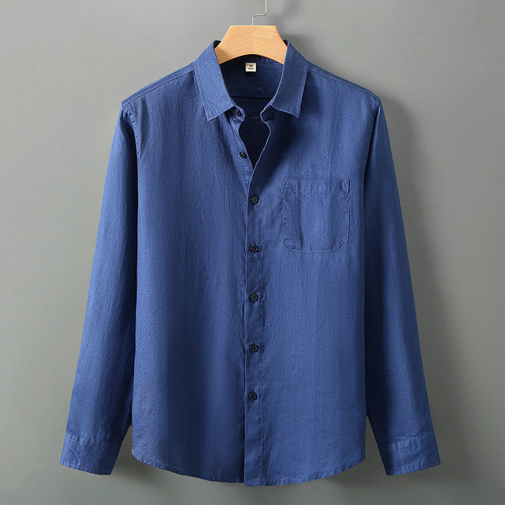 Linen Button-Up Shirt for Men – Relaxed Fit Long Sleeve