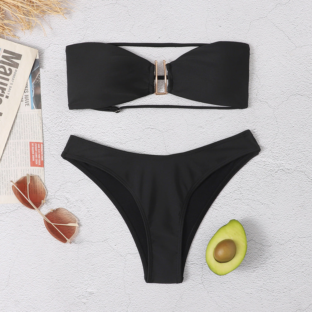 Women's Bikini Swimsuit – U-Shape Strapless Backless Split