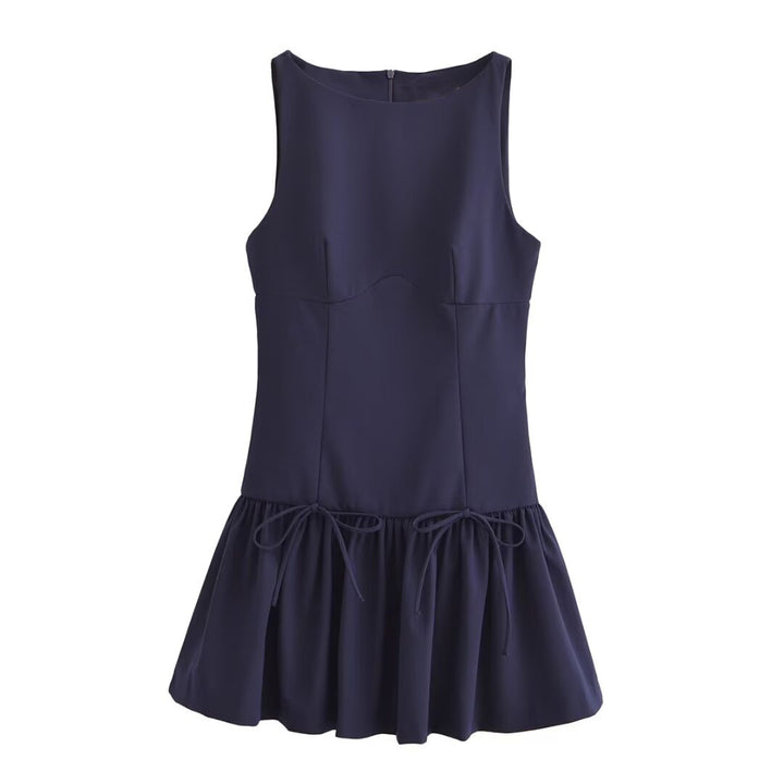 Women's Mini Dress – Sleeveless Ruffle Hem Elegant Cocktail Dress