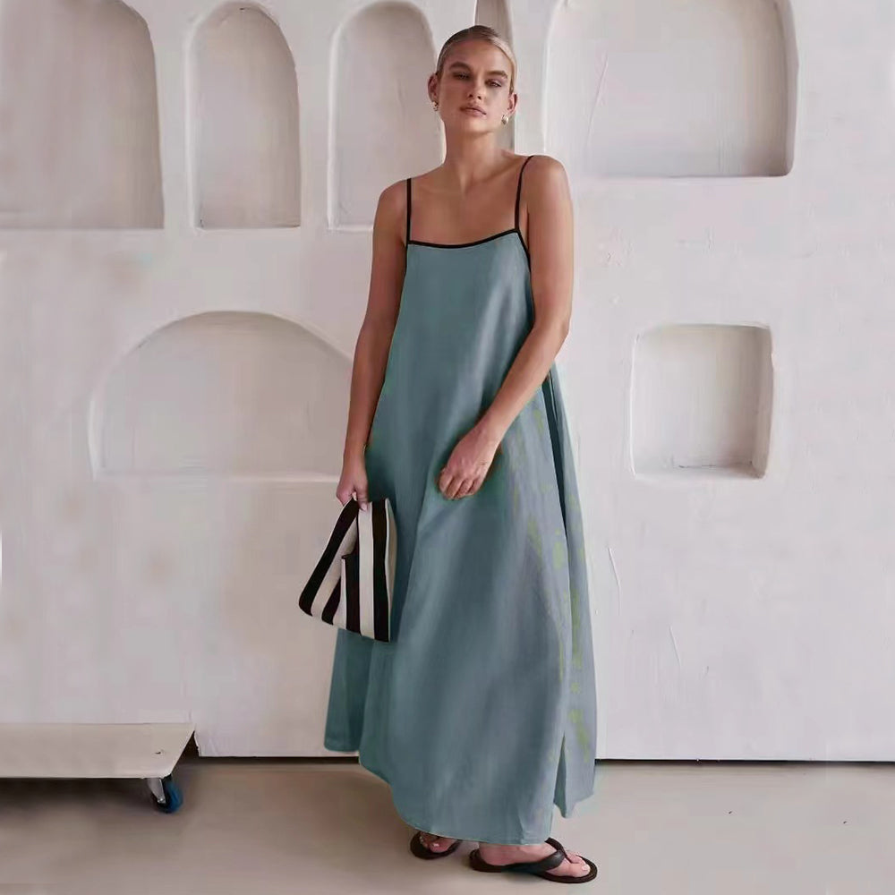 Women's Spaghetti Strap Maxi Dress Flowing – Minimal Wedding Guest