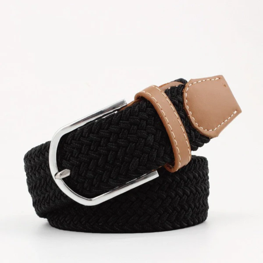 Men's Braided Canvas Belt – Leather-Tipped Adjustable Woven