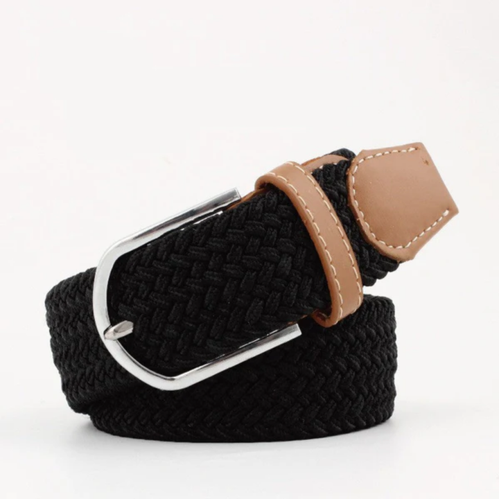 Men's Braided Canvas Belt – Leather-Tipped Adjustable Woven