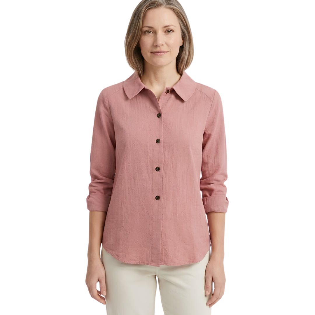 Women's Overshirt Relaxed Fit Shirt Jacket – Contrast Roll-Up Sleeves